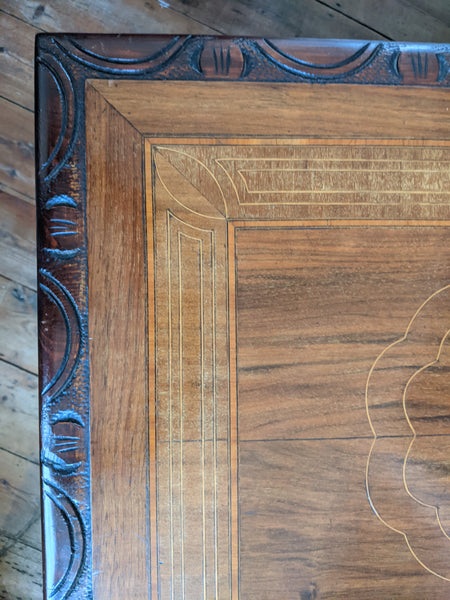 Antique Edwardian INLAID Walnut Wood Occasional Side Lamp Table 