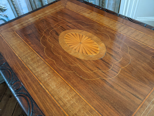 Antique Edwardian INLAID Walnut Wood Occasional Side Lamp Table 