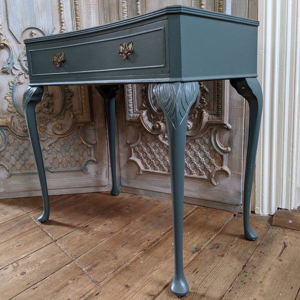 French Vintage Shabby Chic Painted Lamp Sofa Dressing Console Hall Table with Drawer