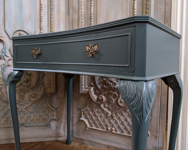 French Vintage Shabby Chic Painted Lamp Sofa Dressing Console Hall Table with Drawer