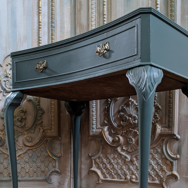 French Vintage Shabby Chic Painted Lamp Sofa Dressing Console Hall Table with Drawer