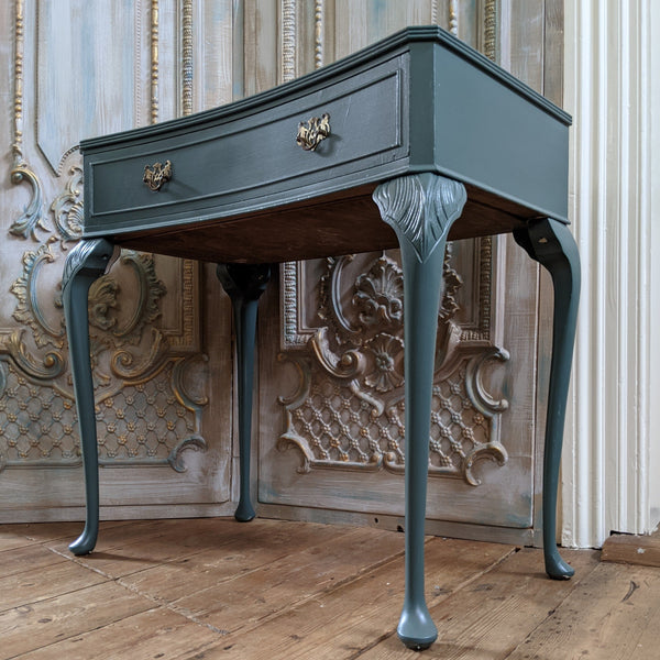 French Vintage Shabby Chic Painted Lamp Sofa Dressing Console Hall Table with Drawer