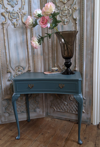 French Vintage Shabby Chic Painted Lamp Sofa Dressing Console Hall Table with Drawer