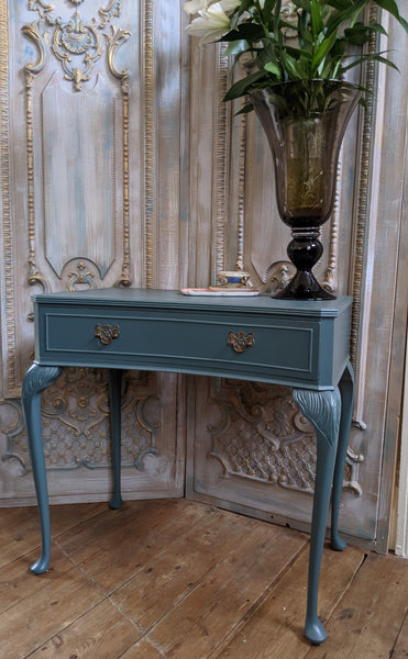 French Vintage Shabby Chic Painted Lamp Sofa Dressing Console Hall Table with Drawer