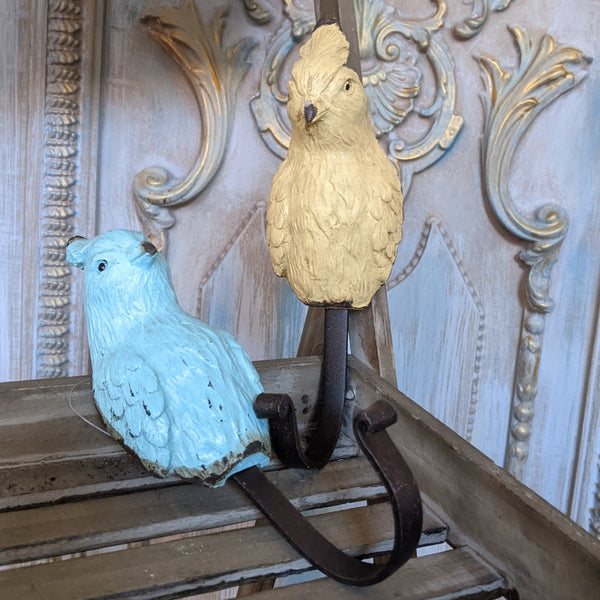 New PARROT French Vintage Shabby Chic Rustic Wall Single Coat Towel Hat Bird HOOK