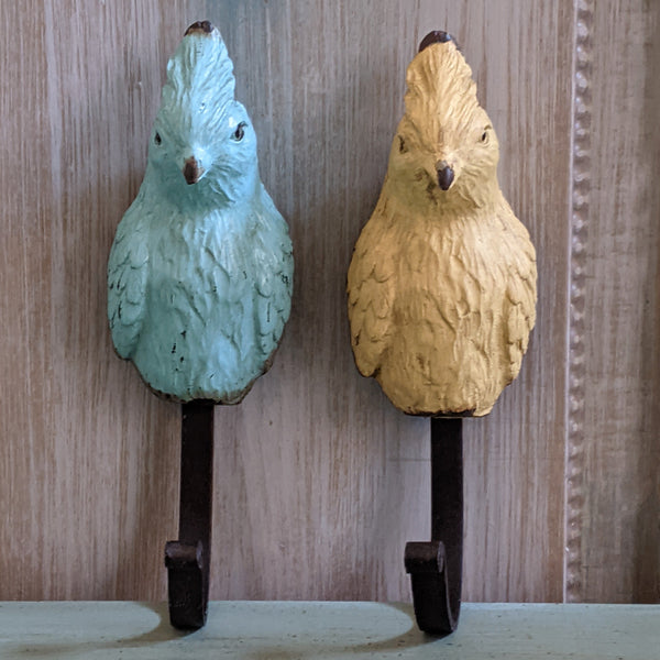 New PARROT French Vintage Shabby Chic Rustic Wall Single Coat Towel Hat Bird HOOK
