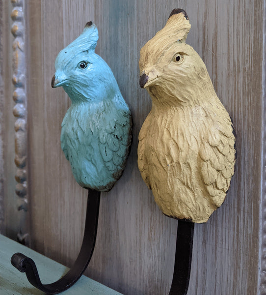 New PARROT French Vintage Shabby Chic Rustic Wall Single Coat Towel Hat Bird HOOK