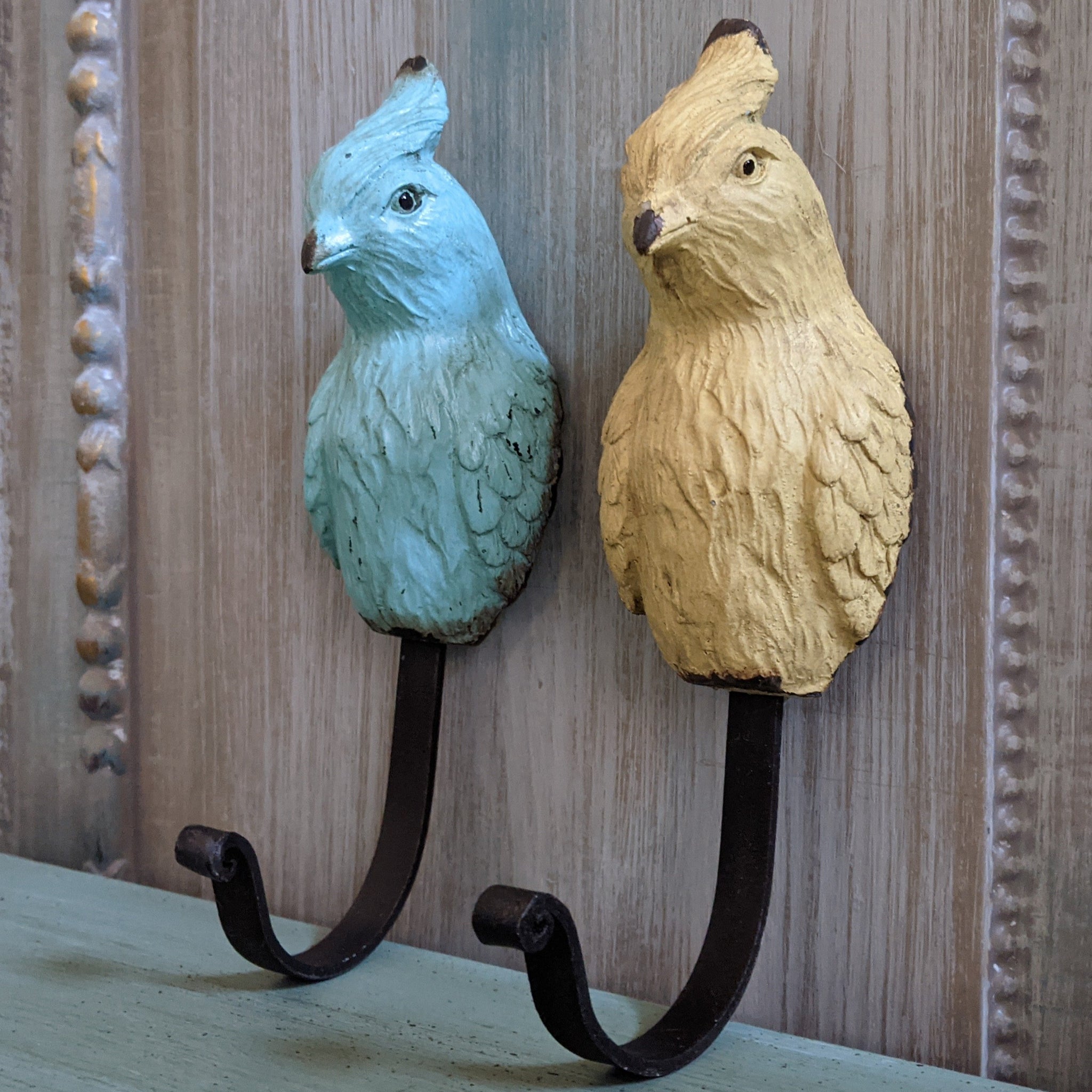 New PARROT French Vintage Shabby Chic Rustic Wall Single Coat Towel Hat Bird HOOK