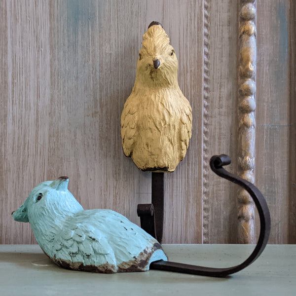 New PARROT French Vintage Shabby Chic Rustic Wall Single Coat Towel Hat Bird HOOK