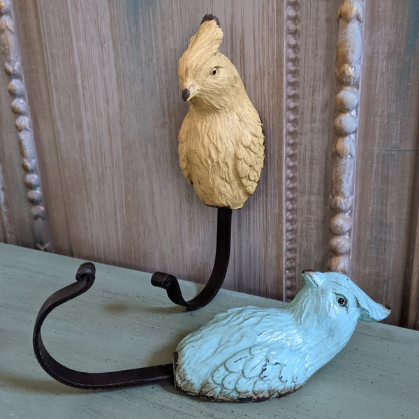 New PARROT French Vintage Shabby Chic Rustic Wall Single Coat Towel Hat Bird HOOK