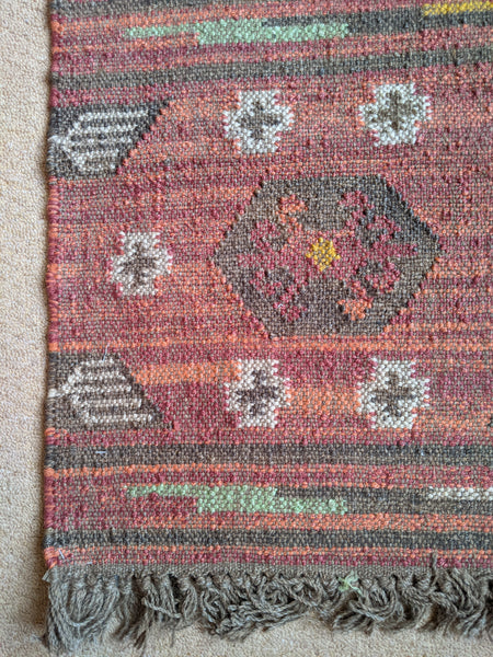 150x90cm INDIAN KILIM KELIM Jute Wool Aztec Design HAND WOVEN Carpet Rug Runner