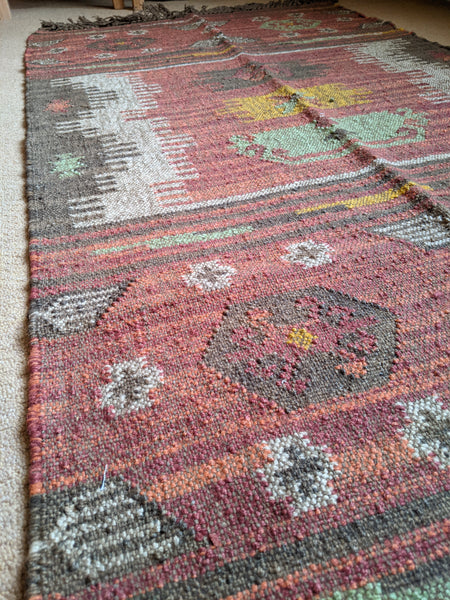 150x90cm INDIAN KILIM KELIM Jute Wool Aztec Design HAND WOVEN Carpet Rug Runner