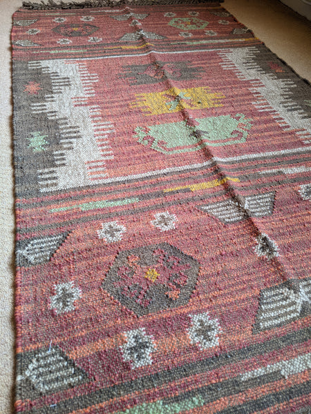 150x90cm INDIAN KILIM KELIM Jute Wool Aztec Design HAND WOVEN Carpet Rug Runner