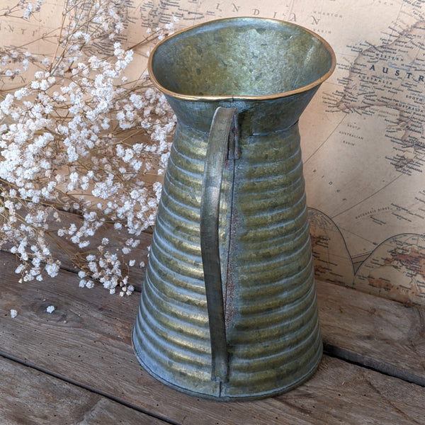 NEW French Metal Regency Style GREY & Gold Vintage Shabby Chic Jug Vase Planter Pot