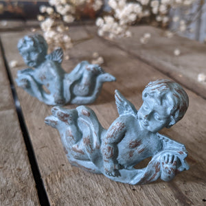 NEW French Vintage Pair of CHERUB Angel Shabby Chic Metal Rustic Door Drawer Knobs Pull