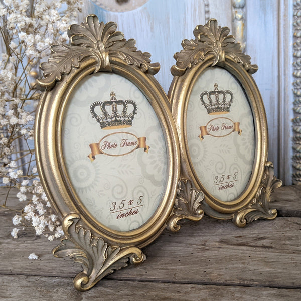 New 3.5x5" Vintage Shabby Chic French Style Ornate Double Gold Picture PHOTO Frame