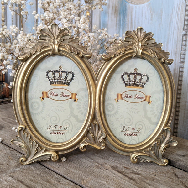 New 3.5x5" Vintage Shabby Chic French Style Ornate Double Gold Picture PHOTO Frame