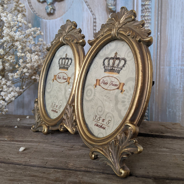 New 3.5x5" Vintage Shabby Chic French Style Ornate Double Gold Picture PHOTO Frame