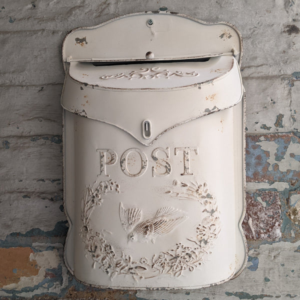 New CREAM Metal Tin Shabby Chic Vintage French Rustic Wall POST Mail Letter BOX