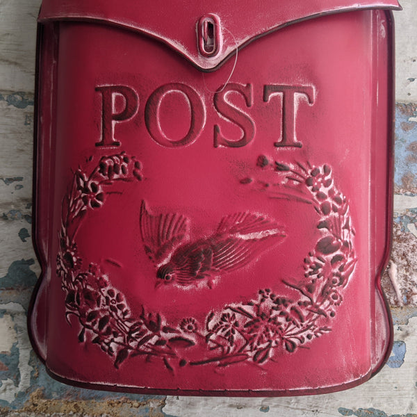 New RED Metal Tin Shabby Chic Vintage French Rustic Wall POST Mail Letter BOX