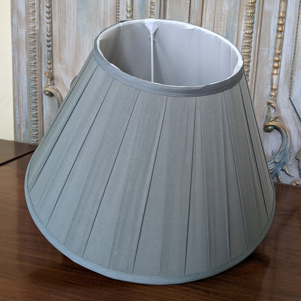 New SILK Pleated Dusky BLUE Lined Lamp Light Ceiling Pendant Shade Round Sizes 40/45cm