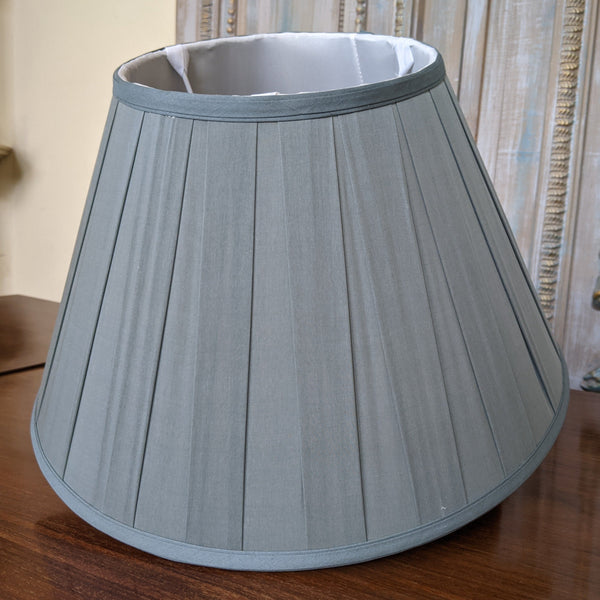 New SILK Pleated Dusky BLUE Lined Lamp Light Ceiling Pendant Shade Round Sizes 40/45cm