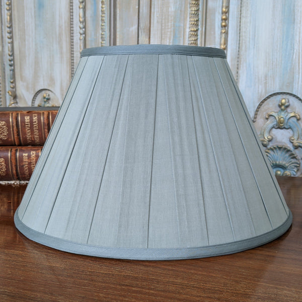 New SILK Pleated Dusky BLUE Lined Lamp Light Ceiling Pendant Shade Round Sizes 40/45cm