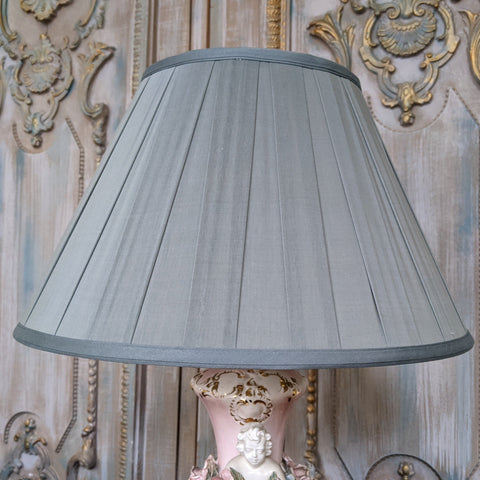New SILK Pleated Dusky BLUE Lined Lamp Light Ceiling Pendant Shade Round Sizes 40/45cm