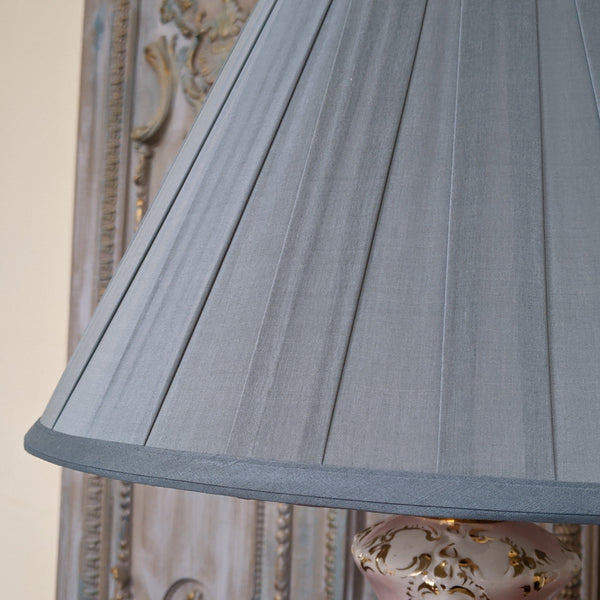 New SILK Pleated Dusky BLUE Lined Lamp Light Ceiling Pendant Shade Round Sizes 40/45cm