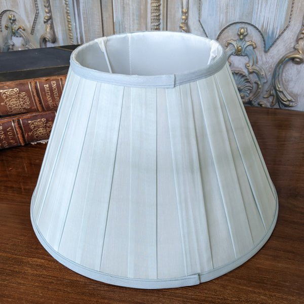 New SILK Pleated Pale BLUE Lined Lamp Light Ceiling Pendant Shade Round 40cm