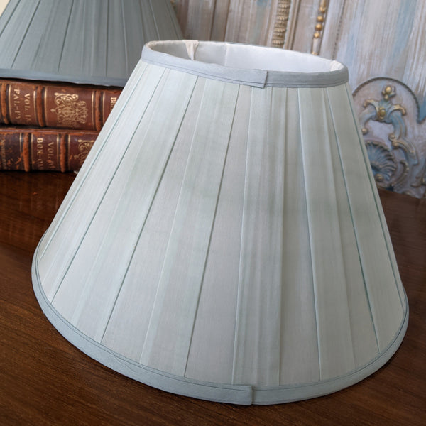 New SILK Pleated Pale BLUE Lined Lamp Light Ceiling Pendant Shade Round 40cm