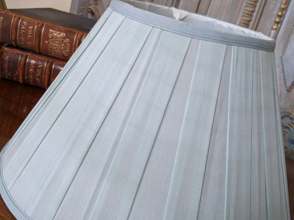 New SILK Pleated Pale BLUE Lined Lamp Light Ceiling Pendant Shade Round 40cm