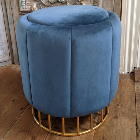 New Vintage RETRO Modern Teal Velvet Round Dressing Piano Foot STOOL Seat