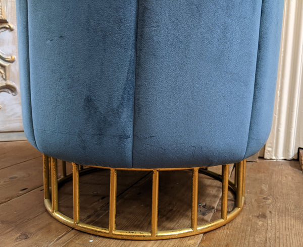 New Vintage RETRO Modern Teal Velvet Round Dressing Piano Foot STOOL Seat