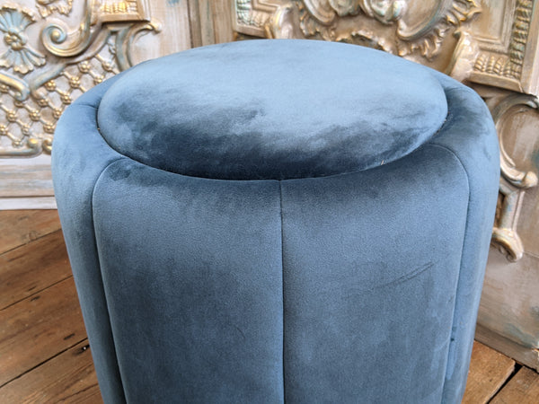 New Vintage RETRO Modern Teal Velvet Round Dressing Piano Foot STOOL Seat