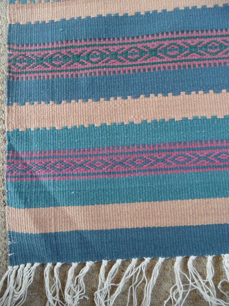 New 180x245cm Blue INDIAN KILIM KELIM 100% COTTON Aztec Design HAND WOVEN Carpet Rug Runner or Throw