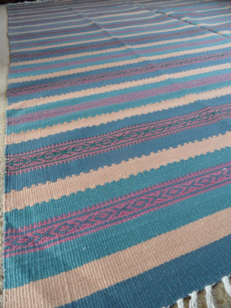 New 180x245cm Blue INDIAN KILIM KELIM 100% COTTON Aztec Design HAND WOVEN Carpet Rug Runner or Throw