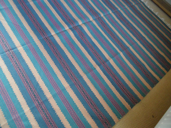 New 180x245cm Blue INDIAN KILIM KELIM 100% COTTON Aztec Design HAND WOVEN Carpet Rug Runner or Throw