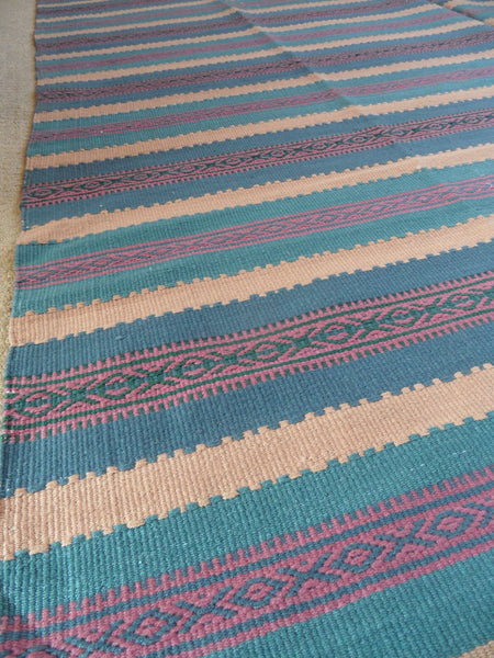New 180x245cm Blue INDIAN KILIM KELIM 100% COTTON Aztec Design HAND WOVEN Carpet Rug Runner or Throw