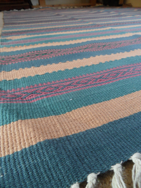 New 180x245cm Blue INDIAN KILIM KELIM 100% COTTON Aztec Design HAND WOVEN Carpet Rug Runner or Throw