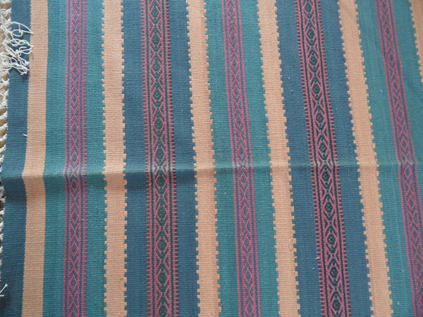 New 180x245cm Blue INDIAN KILIM KELIM 100% COTTON Aztec Design HAND WOVEN Carpet Rug Runner or Throw