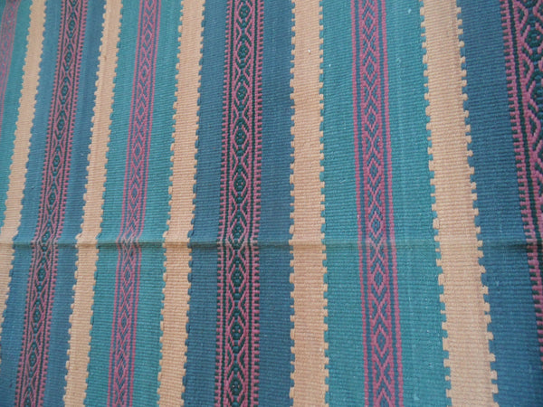 New 180x245cm Blue INDIAN KILIM KELIM 100% COTTON Aztec Design HAND WOVEN Carpet Rug Runner or Throw