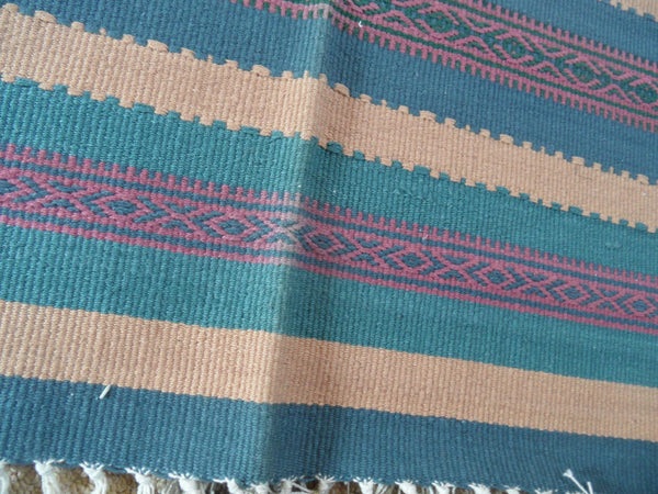 New 180x245cm Blue INDIAN KILIM KELIM 100% COTTON Aztec Design HAND WOVEN Carpet Rug Runner or Throw