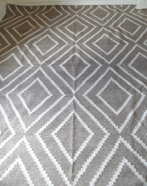 New Large 10x8' Indian by SAFAVIEH Natural Beige Taupe Ivory 100% Wool KILIM Kelim HAND WOVEN Carpet Rug Runner 8x10
