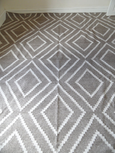New Large 10x8' Indian by SAFAVIEH Natural Beige Taupe Ivory 100% Wool KILIM Kelim HAND WOVEN Carpet Rug Runner 8x10