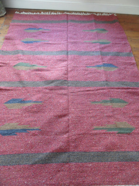 New 180x245cm INDIAN KILIM KELIM 100% COTTON Aztec Design HAND WOVEN Carpet Rug Runner