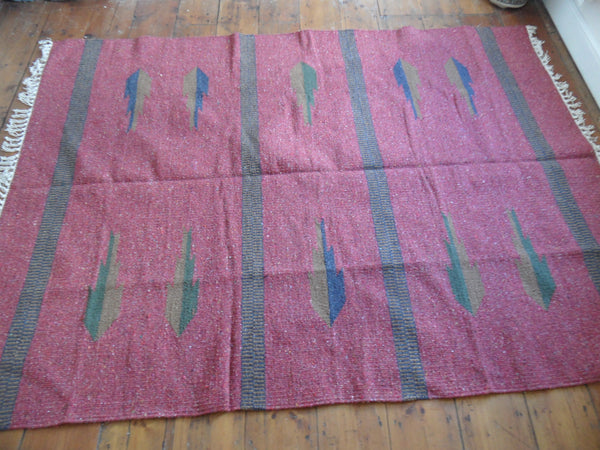New 180x245cm INDIAN KILIM KELIM 100% COTTON Aztec Design HAND WOVEN Carpet Rug Runner