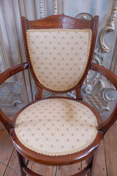 Antique Mahogany Fireside Library Reading Parlour INLAID Elbow Occasional Chair