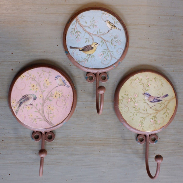 New Metal Japanese Shabby Chic French Floral Rustic BIRD Coat Towel Wall Hook