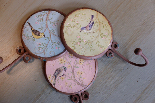 New Metal Japanese Shabby Chic French Floral Rustic BIRD Coat Towel Wall Hook